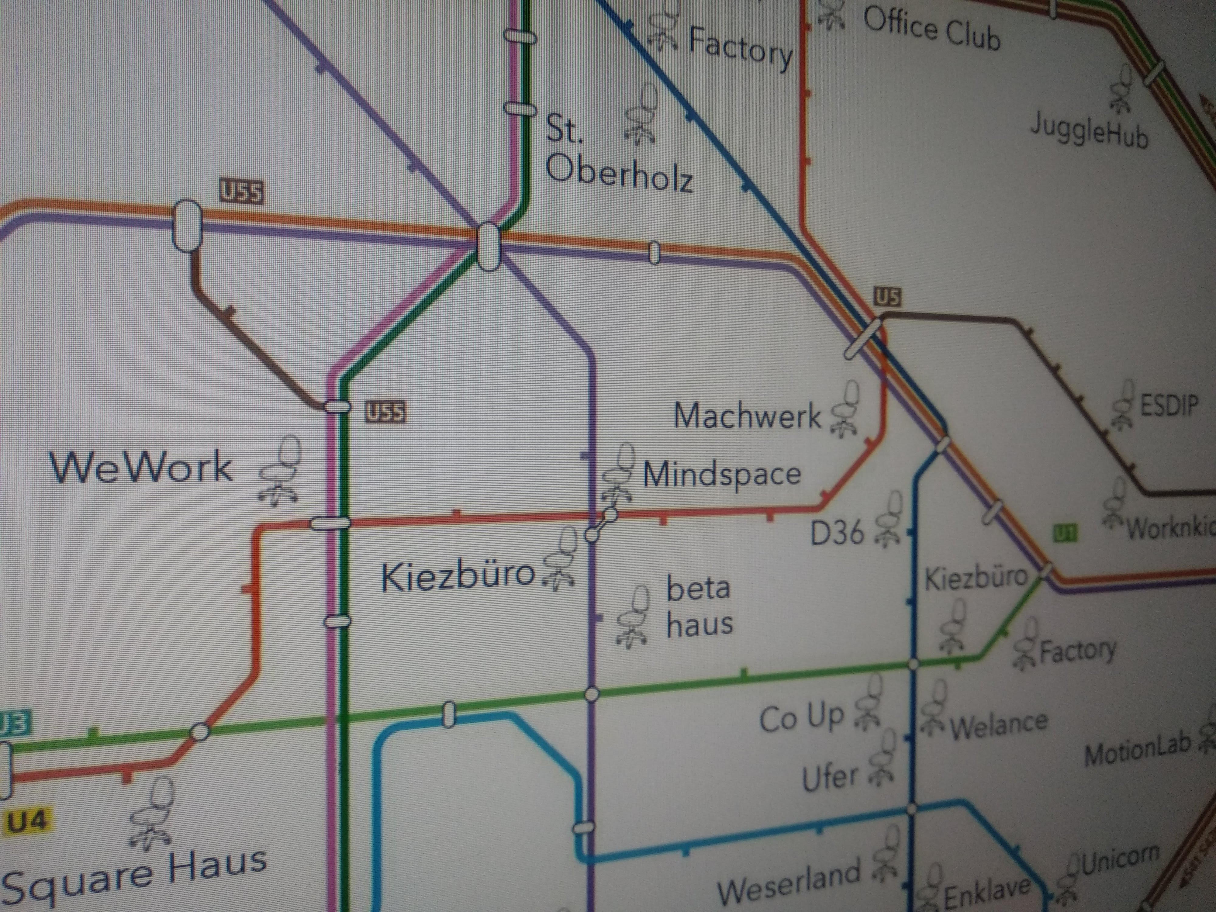 Coworking spaces in Berlin - BVG map - Coworking Spaces