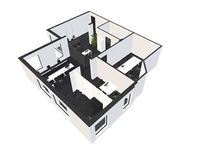 Coworking Spaces - Grundriss
(3-D-Modell) - CoWorking@A66 "Get Space at the right Place"