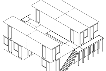 Coworking Space: 3D-Planung Containerinsel I - Arbeiten im Coworking Space // Bewohner des Innovationsdorfs werden // ZUKUNFT.unternehmen