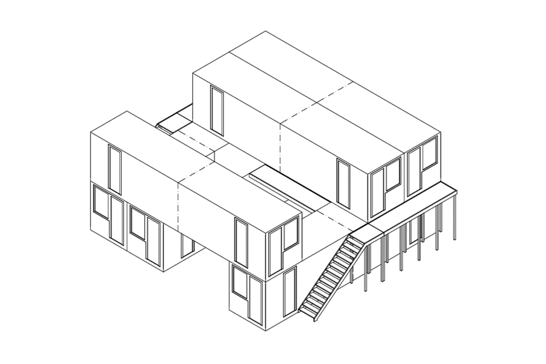 Coworking Space: 3D-Planung Containerinsel I - Arbeiten im Coworking Space // Bewohner des Innovationsdorfs werden // ZUKUNFT.unternehmen
