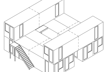 Coworking Space: 3D-Planung Containerinsel II - Arbeiten im Coworking Space // Bewohner des Innovationsdorfs werden // ZUKUNFT.unternehmen