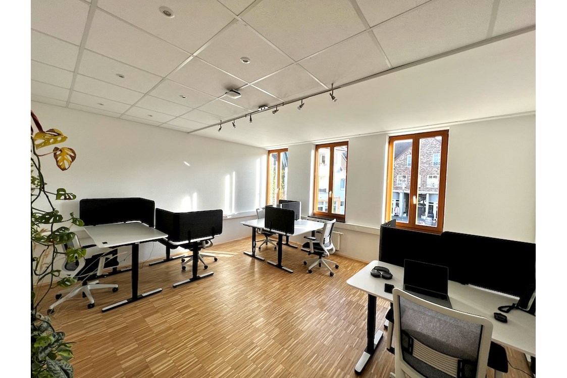 Coworking Space: Büro 2 mit höhenverstellbaren Schreibtischen und einstellbare Bürostühle - dyonix Workspaces