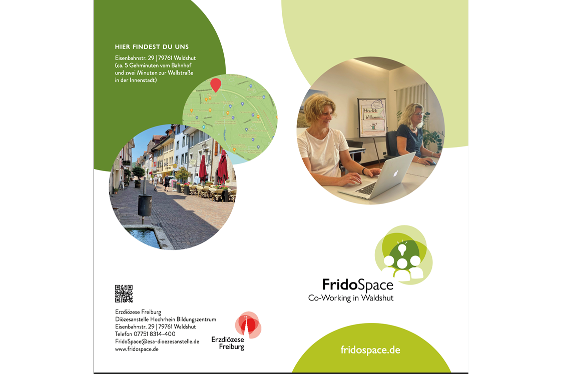 Coworking Space: FridoSpace-Flyer mit allen wichtigen Infos. - FridoSpace