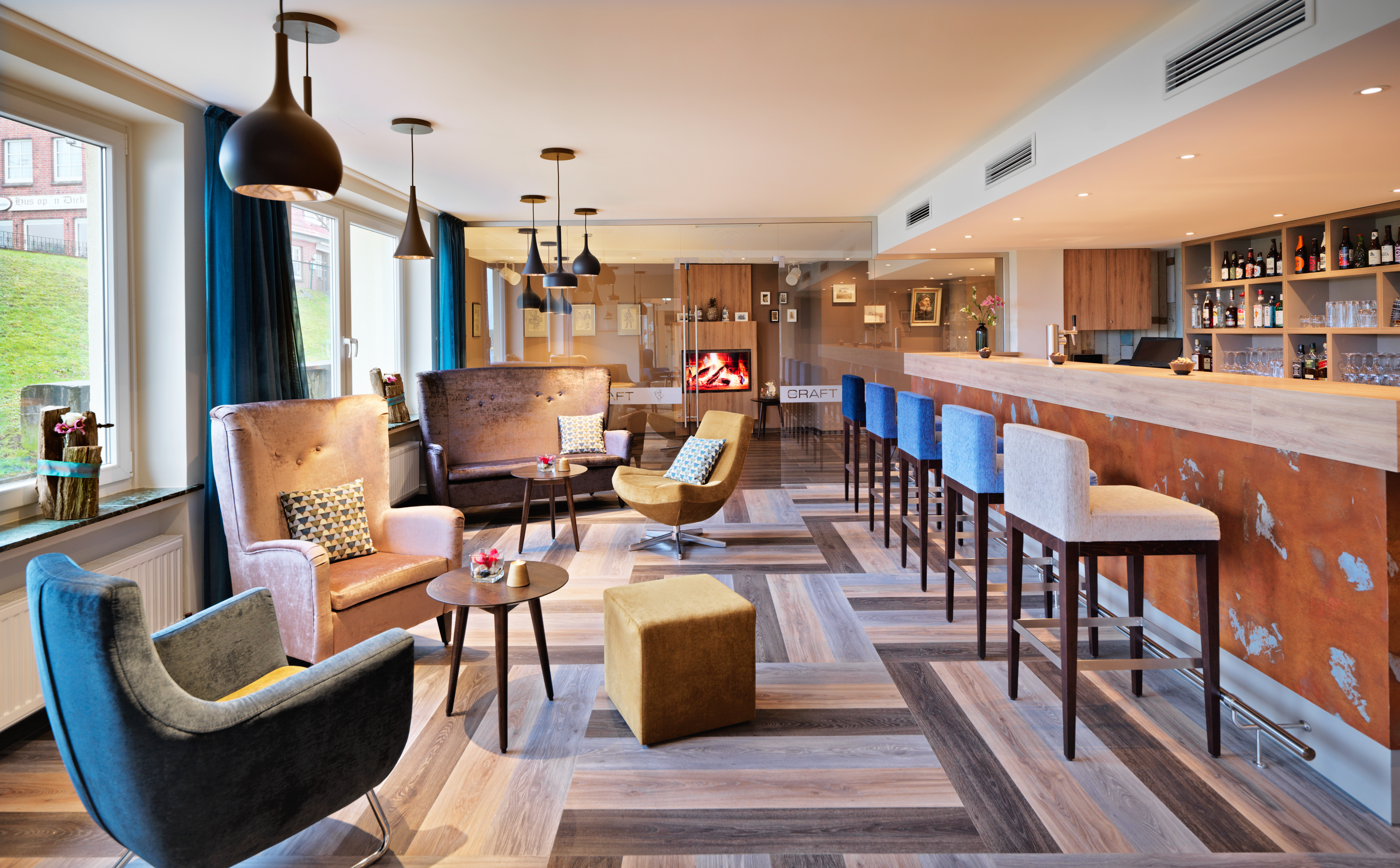 Coworking Spaces - Niedersachsen - Hotelbar "CraftClub" - tagsüber ergänzter Lobbybereich - Donners Hotel