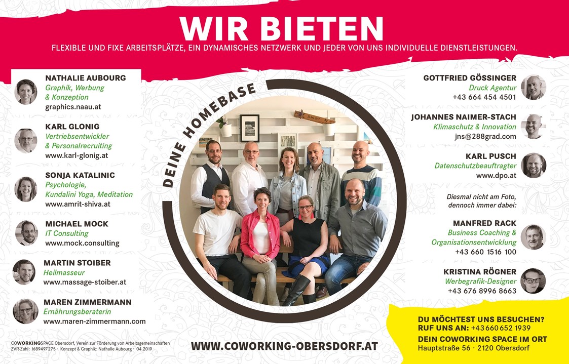 Coworking Space: Wir beleben den Ort - Weil uns Vielfalt inspiriert! - Co-Working Space Obersdorf