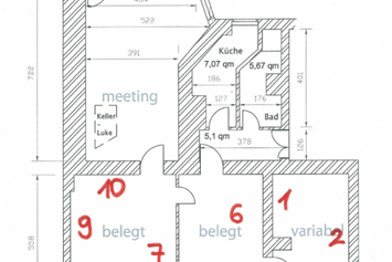 Coworking Space: Grundriss: Im Moment sind Platz 4 und 5 zu vermieten. - Bürogemeinschaft RiSo78